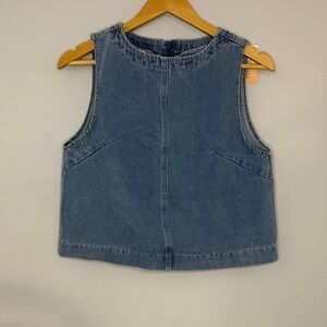 Casual Blue Denim Sleeveless Top